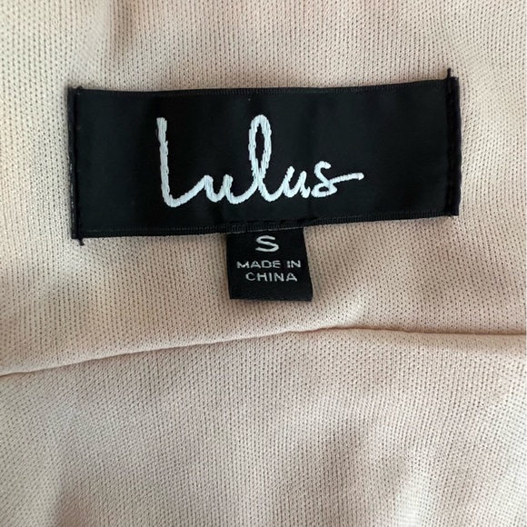 Lulu’s Deep V-Neck Blush Gown Maxi Prom Dress With Front Slit Grecian Goddess S - Picture 11 of 16